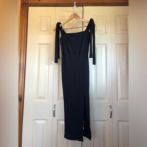 Black Strap Dress with Side Slit, Cider